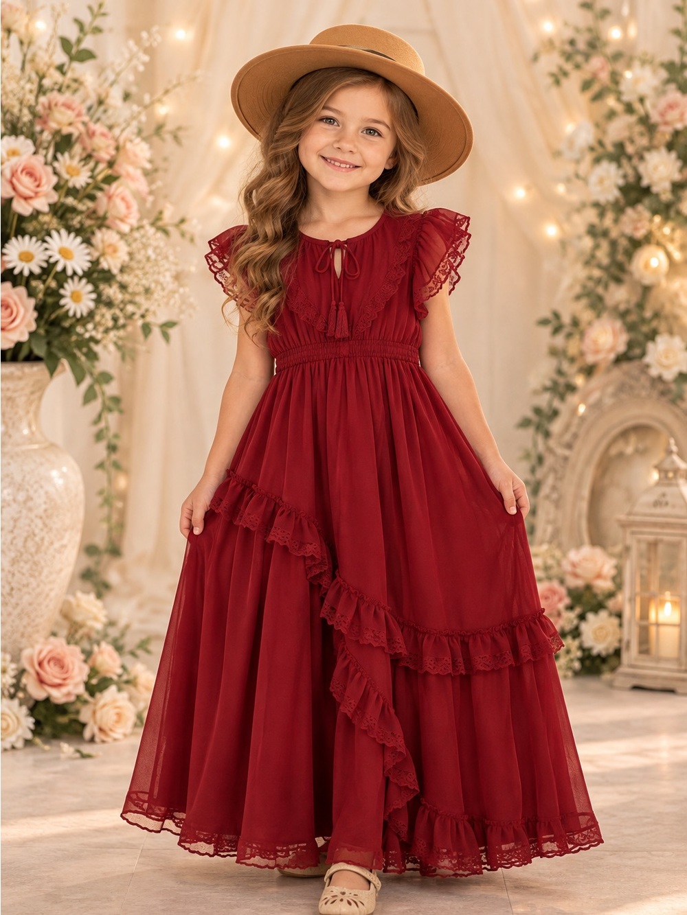 Mia Joy Joyfolie Imogen Maxi Dress Size 5 NWT + Straw Hat